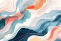 Fluid Abstract Art, Exploring Swirling Hues of Teal, Peach, and Cream in a Seamless Wave Pattern, Evoking Serenity
