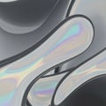 Fluid, abstract forms intertwine in an iridescent design with smooth, overlapping