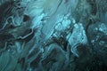 Fluid Art. Metallic Green and blue abstract waves with golden particles on black background. Marble effect background or Royalty Free Stock Photo