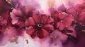 Fluid art painting background alcohol ink technique in deep burgundy alcohol art floral colors