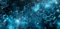 Fluid blue background with hexagonal bubbles, a mix of art and science Royalty Free Stock Photo