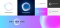 Fluid bubble AI logo set. Abstract amorphous gradient transparency shape. Modern soft wavy design symbol. Artificial