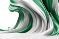 Twisted Waves in Platinum and Deep Emerald Green: 3D Rendered Industrial Design with Minimalist Flair