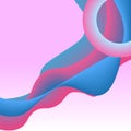 Fluid Colors with Blue Pink Green Violet Gradient on Pink Background. Abstract Background.