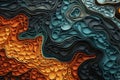 Colored modern canvas with swirls orange and turquoise colors.