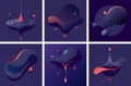 Fluid design elements shaped into an abstract, irregular amoeba-like blob