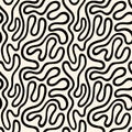 Fluid, flowing, curved, wriggling line, endless doodle stripe seamless repeat vector pattern Royalty Free Stock Photo