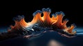 Fluid Fusion: Fractal Bio-Evolution in Orange and Blue Ferrofluid