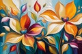 Fluid Harmony: Abstract Background Dominated by the Fluid Intertwining of Flowers, Swirling Petals, and Interplay of Soft Hues