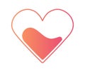 Fluid in the Heart. Red-orange Gradient colors. Contour line. Valentine card. Water in heart-shaped vessel. Love, cupid Royalty Free Stock Photo