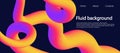 Fluid landing page. Horizontal background, 3d gradient shape, modern futuristic backdrop, abstract wave, web banner, minimal