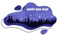 Fluid Liquid Cityscape City Building New Year Card Vector Illustration