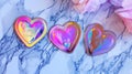 fluid liquid heart. Y2K chrome holographic patches hearts shape 3D.Ai generative