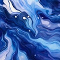 Fluid And Moody: Blue Liquid Painting With Swirls And Dynamic Lines