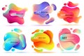 Fluid shape banners. Liquid shapes abstract color flux elements paint forms graphic texture modern creative stickers Royalty Free Stock Photo