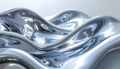 Fluid Silver Metal Waves Abstract with Subtle Light Reflections and Smooth Textures liquid Royalty Free Stock Photo