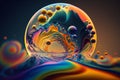 Fluid soap bubble psychedelic colorful abstract art. Surreal patterns with rainbows and waves of color in motion Royalty Free Stock Photo