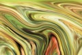 Fluid soft lines in green yellow hues, abstract background, fantasy Royalty Free Stock Photo