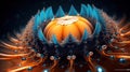 Fluidic Transmutations: Exploring Fractal Bio Evolution in Orange and Blue Ferrofluid