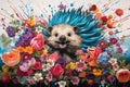 fluidity and unpredictability of watercolors by creating a dynamic and energetic Hedgehog print. design cute Hedgehog poster