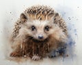 fluidity and unpredictability of watercolors by creating a dynamic and energetic Hedgehog print. design cute Hedgehog poster