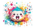 fluidity and unpredictability of watercolors by creating a dynamic and energetic Hedgehog print. design cute Hedgehog poster