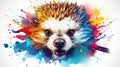fluidity and unpredictability of watercolors by creating a dynamic and energetic Hedgehog print. design cute Hedgehog poster