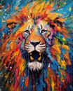 fluidity and unpredictability of watercolors by creating a dynamic and energetic lion print. fashion design cute lion poster Royalty Free Stock Photo