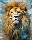 fluidity and unpredictability of watercolors by creating a dynamic and energetic lion print. fashion design cute lion poster Royalty Free Stock Photo