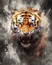 Fluidity And Unpredictability Of Watercolors By Creating A Dynamic And Energetic Tiger Print. Fashion Design Cute Tiger Poster