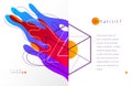 Fluids colorful liquid shapes in motion with geometric lines vector abstract graphic design element, dynamic modern art flowing