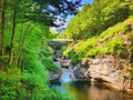 The Flume Gorge wooden Sentinel Pine Bridge Royalty Free Stock Photo