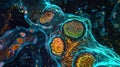 A fluorescence micrograph of a cell undergoing DNA replication in the S phase of the cell cycle