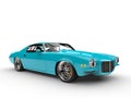 Fluorescent blue classic American vintage car Royalty Free Stock Photo