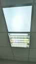 Fluorescent ceiling lights in an office or commercial building Royalty Free Stock Photo