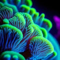 Fluorescent Coral Close-Up, Made with Generative AI