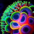 Fluorescent Coral Close-Up, Made with Generative AI