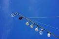 The fluorescent electric lighting hanging on the fishing boat