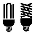 Fluorescent lamp for concept design. Light bulb icon. Design idea. Economic light bulb. Luminescent lamp in outline style. Glyph.