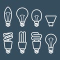 Fluorescent lamp and light bulb icons