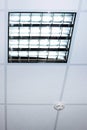 Fluorescent lamp on the modern office ceiling