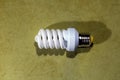 fluorescent light bulb, on a green background Royalty Free Stock Photo