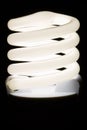 Fluorescent light bulb isolated on black background. Economical home lighting. Energy saving concept. Royalty Free Stock Photo