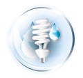 Fluorescent lightbulb with drops
