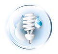 Fluorescent lightbulb with drops Royalty Free Stock Photo