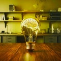 Fluorescent Lightbulb Icon on Internet Modern Technology Words Background Royalty Free Stock Photo