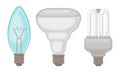 Fluorescent Lightbulbs Vector Illustrated Set. Energy Saving Light Bulbs