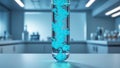 fluorescent liquid bubbling out of a test tube in a futuristic lab Royalty Free Stock Photo