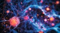 A fluorescent microscopy image showing the migration of cancer cells through a 3D matrix