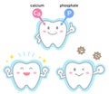 Fluoride treatment on cute smiling teeth. Dental care concept